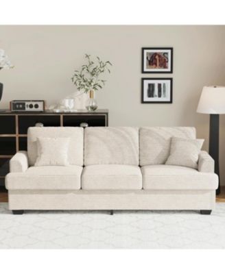 86" Corduroy Sofa, Modern Deep Seat Couch with Pillows and Removable Cover