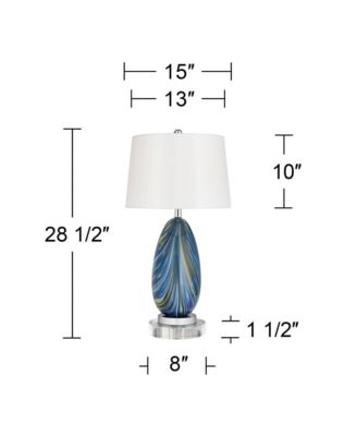Pablo Modern Table Lamp with Round Riser 28 1/2" Tall  Art Glass Drum Shade for Bedroom Living Room Bedside Nightstand