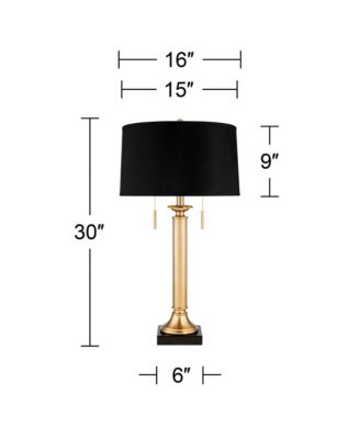 Wynne 30" Tall Large Traditional End Table Lamps Set of 2 Dual USB Ports Gold Metal  Shade Charging