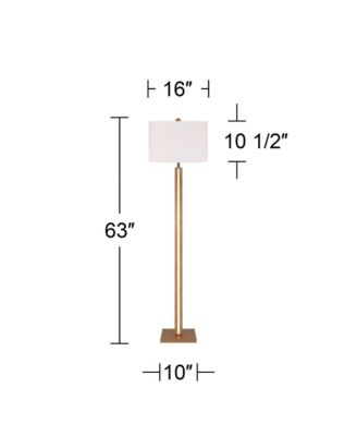 Brookline Farmhouse Rustic 63" Tall Standing Floor Lamp Column with LED Side Light  Wood Walnut Finish