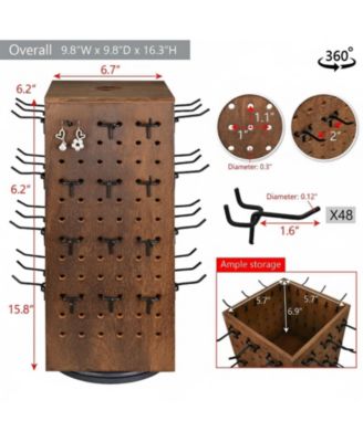 3 Tier Wooden Rotating Bracelet Holder Display Stand 42 Hooks