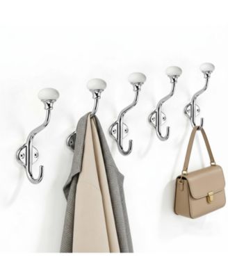 5-Pack Double Wall-Mounted Coat Hooks, Decorative Hardware for Bathroom, Bedroom & Kitchen