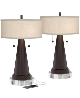 Craig Rustic Farmhouse Table Lamps Set of 2 with Round Risers 24 1/2"
