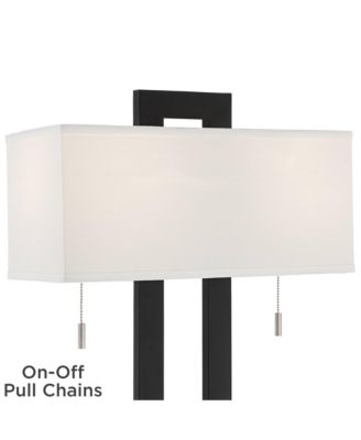 Neil Modern Table Lamp with Marble Riser 26" High Two Tone USB Charging Port Rectangular Shade for Bedroom House Home Desk
