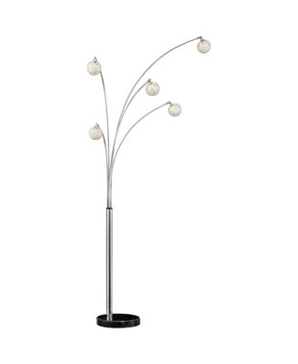 Allegra Mid Century Modern Arc Floor Lamp 88" Tall Chrome 5 Light Crystal Ball Shades for Living Room Reading Bedroom Office House