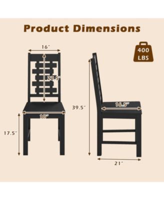 Set of 2 Solid Rubber Wood Dining Chairs with Hollowed Backrest