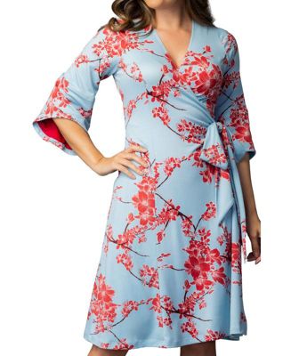 Women's Gemini Wrap Dress with Contrast Lined Sleeves
