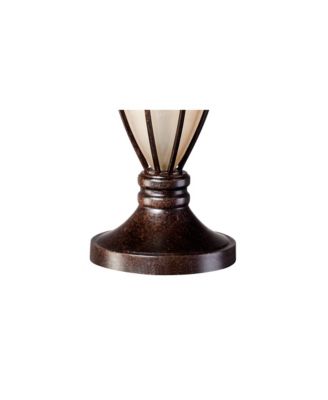 Mission Cage Traditional Table Lamp 33" Tall Brushed Iron Cage Glass with Dimmer Nightlight