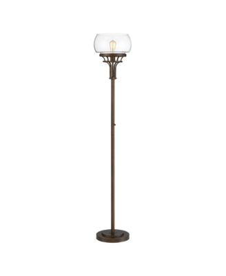 Industrial Torchiere Floor Lamp with USB Charging Port 72 1/2" Tall