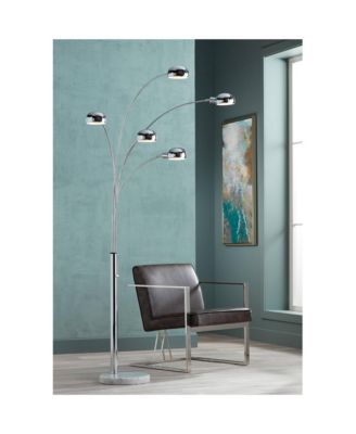Infiniti Mid Century Modern 78" Tall Arc Floor Lamp with Smart Socket Chrome 5-Light Swivel Dome Shade for Living Room