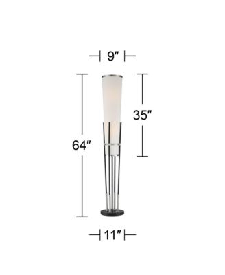 Flute Mid Century Modern 64" Tall Floor Lamp with Smart Socket Satin  Nickel  Shade for Living Room House