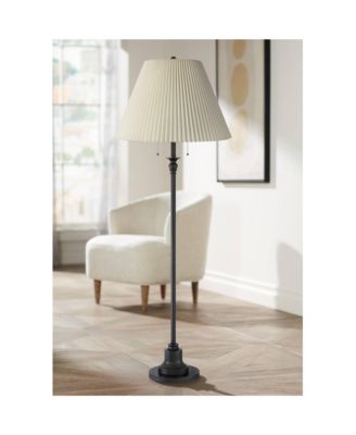 Spenser Retro Art Deco 58" Tall Floor Lamp Oiled Fabric Pleated Empire Shade for Living Room Bedroom House