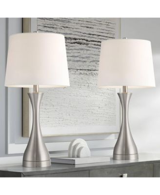 Koncave 24 1/2" High Modern Table Lamps Set of 2 Brushed Nickel Finish Metal Shade Living Room Bedroom