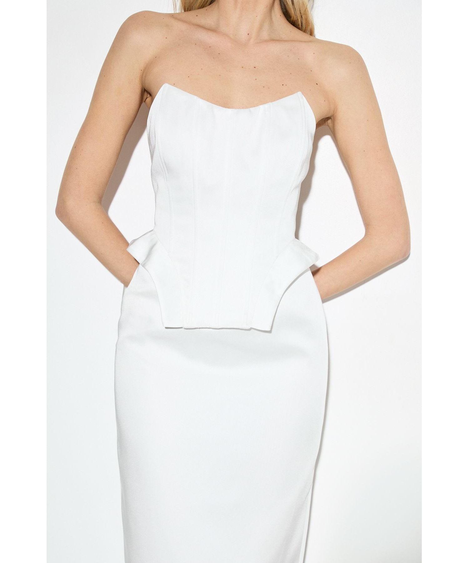 Women's Premium Bonded Satin Corset Midaxi Dress