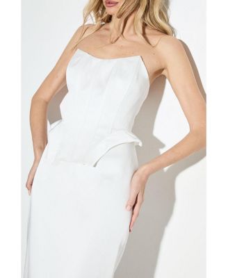 Women's Premium Bonded Satin Corset Midaxi Dress