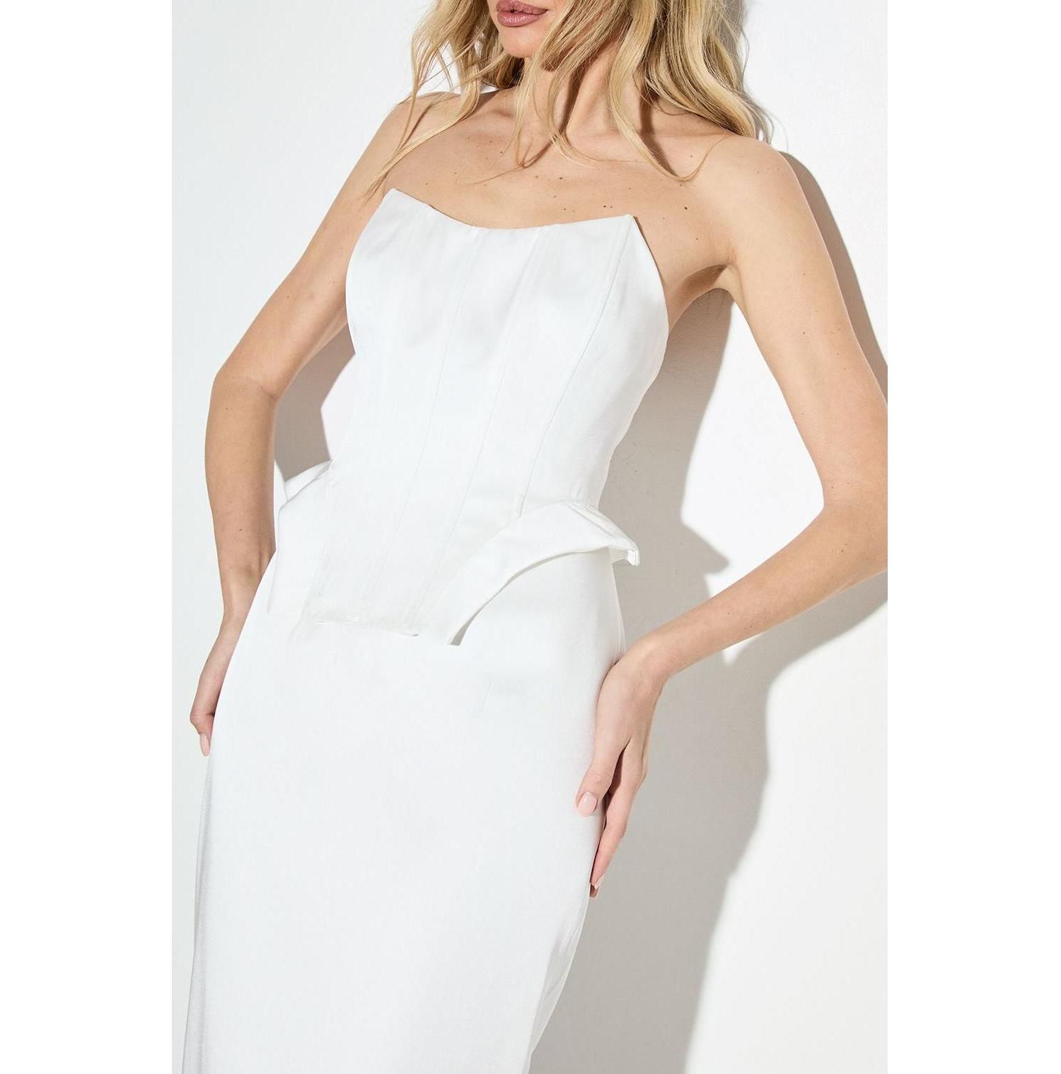 Women's Premium Bonded Satin Corset Midaxi Dress
