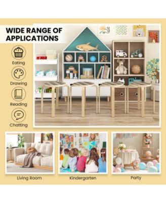 Set of 4 Stackable Bentwood Round-Top Stools