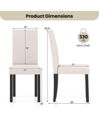 Set of 2 Mid-Century Modern Fabric Upholstered Parson Dining Chairs