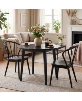 Set of 2 Windsor-Style Spindle-Back Dining Chairs with Wide Contoured Seat