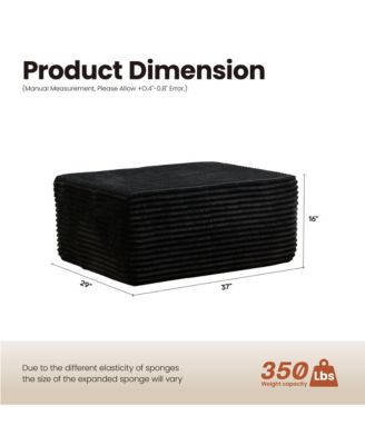 37" Corduroy Ottoman, Upholstered Cloud Ottoman for Boneless Couch, Modular Sectional Sofa for Living Room, Memory Foam