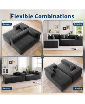 106.7" Modular Sectional Sofa, L-Shaped Cloud Couch with Chaise, Deep Seat Chenille