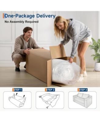 75" Convertible Sofa Bed, Boneless Futon Couch with 2 Pillows, Pull-Out Loveseat Sleeper, No Assembly