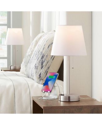 Justin Modern Accent Table Lamps 18" High Set of 2 with USB Charging Port and Table Top Dimmers for Bedroom Home Desk