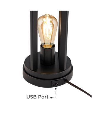 Marcel Industrial Table Lamps 24 1/4" High Set of 2 with USB Charging Port and Nightlight LED Shade for Bedroom Bedside Desk