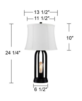 Marcel Industrial Table Lamps 24 1/4" High Set of 2 with USB Charging Port and Nightlight LED Shade for Bedroom Bedside Desk