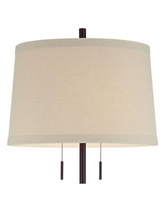 Modern Buffet Table Lamp 33" Tall with USB Charging Port Dark Bronze Drum Shade for Bedroom Living Room Office