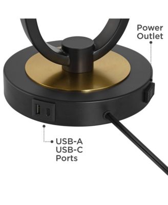 Pellana  Brass USB Table Lamp Set of 2