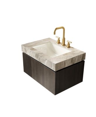 30 Inch Light Sintered Stone Countertop with Undermount Ceramic Basin Three Pre Drilled Faucet Holes Cabinet Not Included