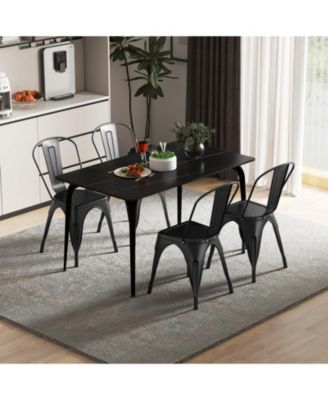 Set of 4 Metal Dining Chairs with Removable Backrest
