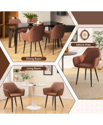 Set of 2 Leisure Dining Chairs with Curved Backrest and Wide Seat