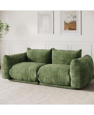 Chenille Loveseat Sofa, 2-Seater Cloud Couch with Sponge Cushion, Small Space Sofa