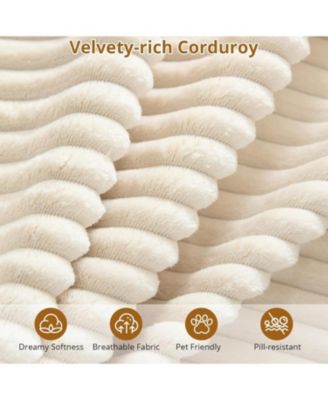 137" U-Shaped Cloud Sectional Sofa with Chaise, Corduroy Modular Couch, No Assembly