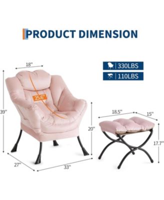 Lazy Chair with Ottoman - 400lb Capacity Lounge Chair, Oversized Reading Armchair with Folding Footrest and Side Pocket