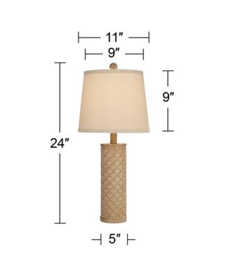 Gisele Cottage Table Lamps 24" High Set of 2 Lattice Column Tapered Drum Shade for Bedroom Living Room Bedside Nightstand Home