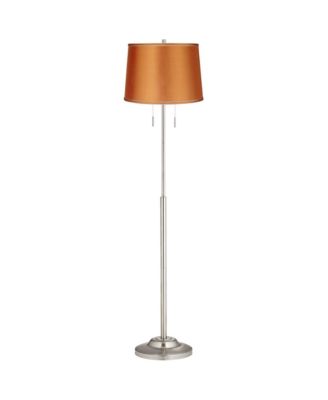 Abba Modern Floor Lamp Standing 66" Tall Brushed Nickel Metal Satin Fabric Drum Shade for Living Room Bedroom Office House