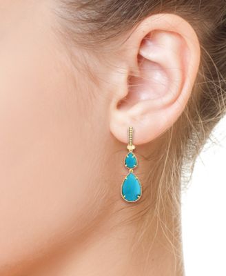 Turquoise Drop Earrings in Gold Over Sterling Silver