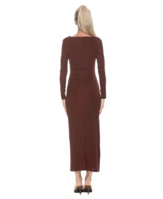 Women's Revel Long Sleeve Draped Skirt Maxi Dress