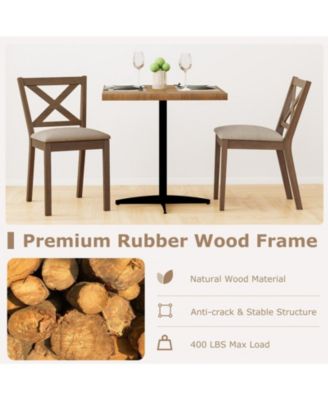 Set of 2 Modern Farmhouse Dining Chairs with Upholstered Linen Seat and X-Back