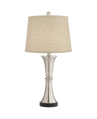Seymore Modern Table Lamps 26" High Set of 2 with USB Port LED Touch On Burlap Linen Drum Shade for Bedroom Living Room Desk