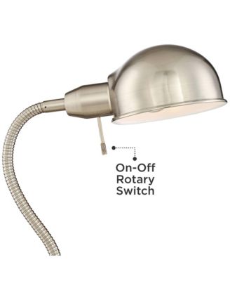 Modern Task Floor Lamp with USB Charging Port 61" Tall Satin Nickel Adjustable Gooseneck Arm for Living Room Reading