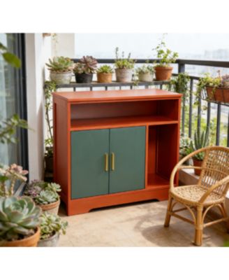 31 in Hidden Cat Litter Box Enclosure with Shelf Storage Modern Wooden Cabinet for Living Room