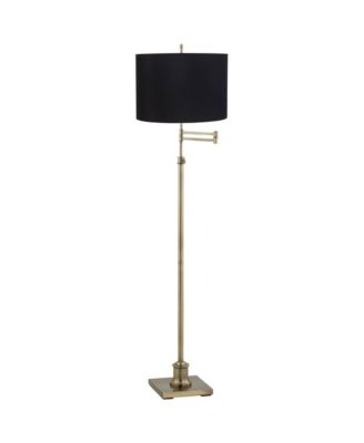 Swing Arm Floor Lamp 70" Tall Antique Brass Fabric Drum Shade for Living Room Reading Bedroom Office