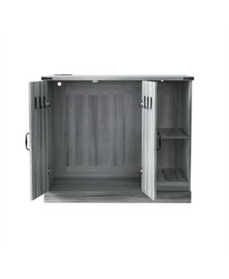 Cat Litter Box Cabinet with Power Outlet Hidden Modern Furniture for Large Automatic Litter Boxes with Litter Catcher