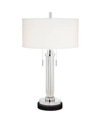Cadence Modern Table Lamp with Round  Marble Riser 30" Tall Glass Column  Shade for Bedroom Living Room Bedside Office