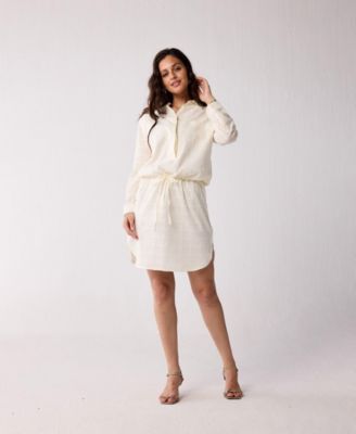 Women's Oversized Shirt Dress with Drawstring