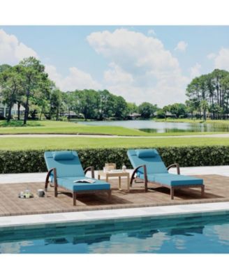 Set of 2 Rattan Folding Chaise Loungers, 5-Position Adjustable
